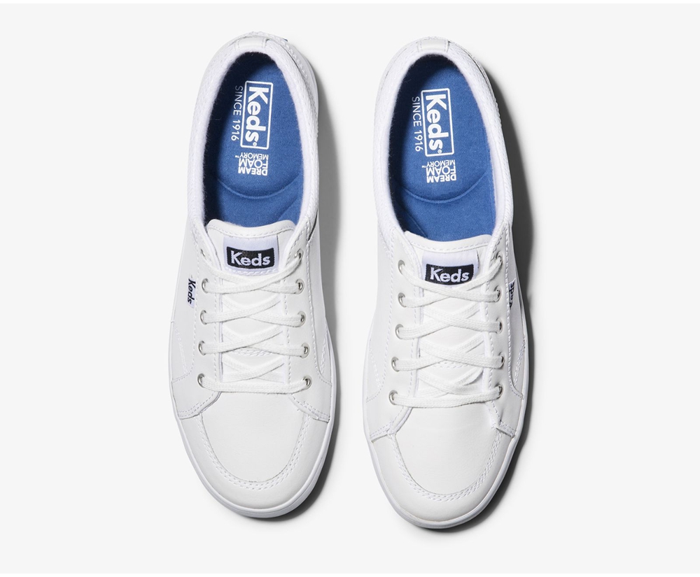 Tenis Keds Mujer Blancos - Center Cuero - 5834-BDNGQ